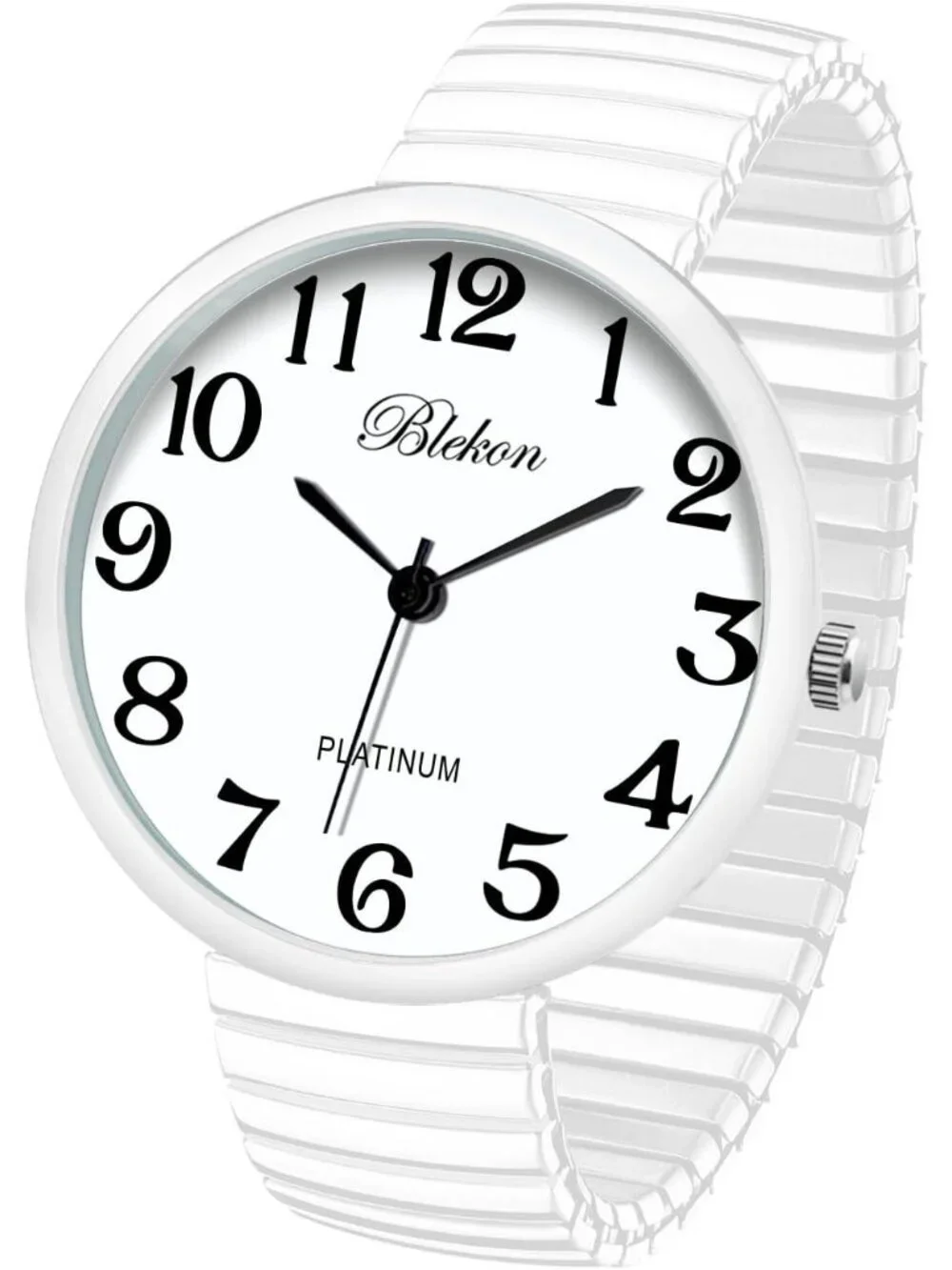 Women's White New Super Large Face Stretch Band Japanese Movement Fashion Watch